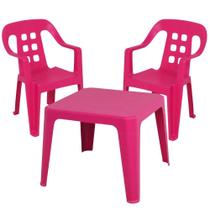 Mesa Play Infantil 61 x 46cm Rosa com 2 Cadeiras de Plástico Infantil Rosa BEL