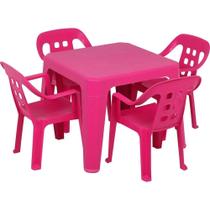 Mesa Play Infantil 61 x 46cm Rosa com 4 Cadeiras de Plástico Infantil Rosa BEL Mesa Play Infantil 61 x 46cm Rosa com 4 Cadeiras de Plástico Infantil Rosa BEL