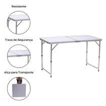 Mesa Portátil Camping Dobrável Com Alça Transporte de Alumínio 120xm x 60cm Branca Mesa Portátil Camping Dobrável Com Alça Transporte de Alumínio 120xm x 60cm Branca