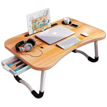 Mesa Portátil Dobrável Suporte Notebook Cama Sofá Home Office Refeição Com Gaveta