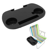 Mesa Portátil Lateral Praia Camping Porta Copos Caneca Preto
