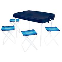 Mesa Portátil Maleta Compacta Com 4 Banquetas Dobrável Camping Mor