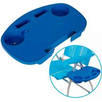 Mesa Portatil Para Cadeira De Praia Mesinha Suporte Copo Cor Azul