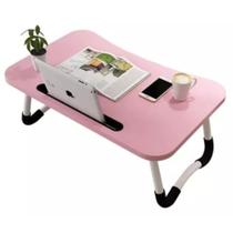 Mesa Portátil Para Laptop Rosa Com Porta Copo Dobrável Colo