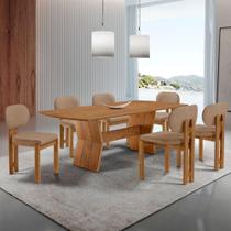Mesa Portugal Tampo Laminado Barril 6 Cadeiras Nala Mobília Atacama/imbuia Nat/cinam. Imbuia