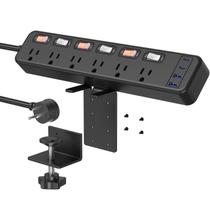 Mesa Power Strip Clamp Mount JUNNUJ com 6 tomadas e 4 portas USB