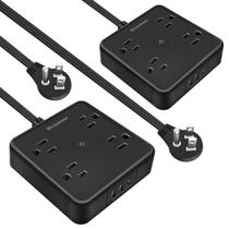 Mesa Power Strip IECOPOWER 7 em 1 preta com 4 tomadas 3 USB