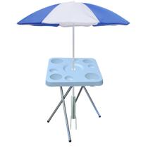 Mesa Praia Petisqueira Alta Dobrável E Sup. Guarda-sol Chão