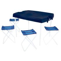 Mesa Prática Dobrável Com 4 Banquetas Camping Maleta - Mor