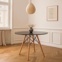 Mesa Preta Redonda Eiffel 100cm MDF Desing Moderno Elegante