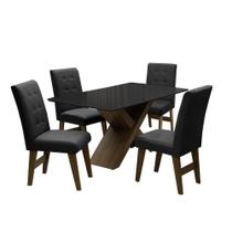 Mesa Preto Dubai 1,35m MDF 4 Cadeiras Castanho