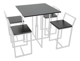 Mesa Prime 4 Cadeiras Branco/Preto Quadrada