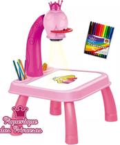 Mesa Projetora Desenho Divertido Infantil Princesas Com Ajuste Mesinha Cor Rosa