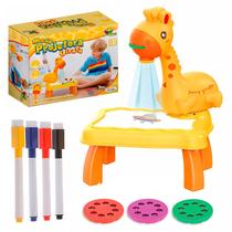Mesa Projetora Infantil Didática Girafa Com Discos De Imagens E Canetinhas Para Colorir
