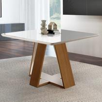 Mesa Quadrada 4 Lugares Tampo com Vidro/Laca Grécia