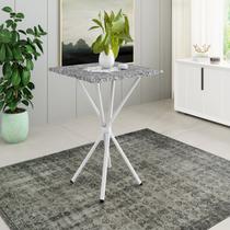 Mesa Quadrada 70cm para Sala de Jantar Tampo Granito Léia Branco/Ocre