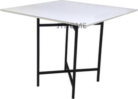 Mesa Quadrada 80cm branco Base X Dobravel Tubolar 65x75cm Metalon