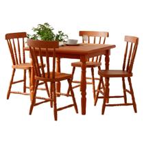Mesa Quadrada 80X80 04 Cadeiras Madeira Macica Pes Torneados Marjori