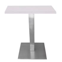 Mesa Quadrada Alpha Inox Cor Prata 73,50 cm (Altura) com Tampo em MDP Quadrado 70 cm Branco