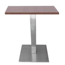 Mesa Quadrada Alpha Inox Cor Prata 73,50 cm (Altura) com Tampo em MDP Quadrado 70 cm Imbuia
