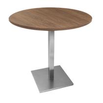 Mesa Quadrada Alpha Inox Cor Prata 73,50 cm (Altura) com Tampo em MDP Redonda 60 cm Imbuia