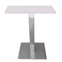 Mesa Quadrada Alpha Inox Prata 73,50 cm (Altura) Tampo MDP Quadrado 60 cm Branco (Larg)