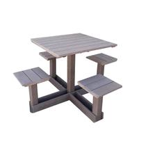 Mesa quadrada de 1,5m marrom com 04 bancos acoplados / lc-08