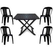 Mesa Quadrada Dobrável 80x72cm Preta + 4 Cadeiras Vime Empilhável Mesa Quadrada Dobrável 80x72cm Preta + 4 Cadeiras Vime Empilhável
