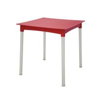 Mesa Quadrada Laura Ratan Vermelha com Pernas em Alumínio Tramontina 92351/040