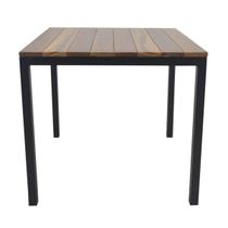 Mesa Quadrada Lins Tampo Madeira e Alumínio para 4 Cadeiras