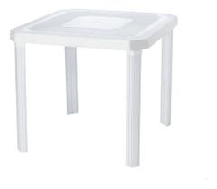 Mesa Quadrada Resistente Desmontável 80 cm Branca Plástica Injeplastec 750