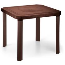 Mesa Quadrada Resistente Desmontável 80 Cm Marron Plástica - Injeplastec