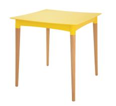 Mesa Quadrada Tramontina Diana Amarela em Polipropileno com Pernas de Madeira