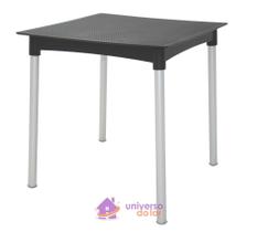 Mesa Quadrada Tramontina Laura Ratan Preta em Polipropileno com Pernas de Alumínio Anodizado