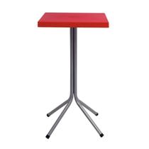 Mesa Quadrada Tramontina Sigma Vermelho Com Base Em Aço