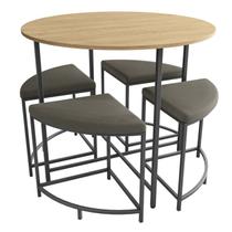 Mesa Redonda 4 Bancos 90X76 cm LI038 Freijo Preto Fosco KPB