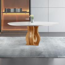 Mesa Redonda 6 Lugares Tampo Vidro/MDF para Sala de Jantar 135cm Nuance Yescasa Marrom/Castanho Cinamomo/Off White Mesa Redonda 6 Lugares Tampo Vidro/MDF para Sala de Jantar 135cm Nuance Yescasa Marrom/Castanho Cinamomo/Off White