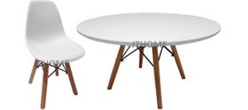 Mesa Redonda 70cm Eiffel branca 1 cadeira Infantil