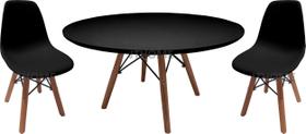 Mesa Redonda 70cm Eiffel Preto 2 cadeira Infantil