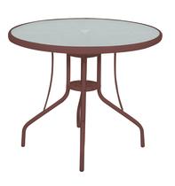 Mesa Redonda 90 x 90 cm em Alumínio com Tampo de Vidro Marrom Bel