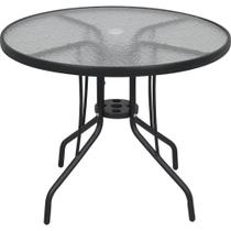Mesa Redonda 90 X 90 cm em Alumínio com Tampo de Vidro Preta Bel Mesa Redonda 90 X 90 cm em Alumínio com Tampo de Vidro Preta Bel