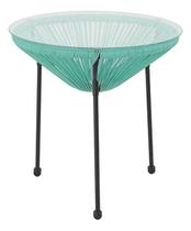 Mesa Redonda Aco Vidro 50X50Cm Rattan ul - Home Deluxe Mesa Redonda Aco Vidro 50X50Cm Rattan ul - Home Deluxe