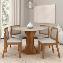 Mesa Redonda Andria 4 Cadeiras Sextavadas Freijó/off/material sintético Bco - M.a Mesa Redonda Andria 4 Cadeiras Sextavadas Freijó/off/material sintético Bco - M.a