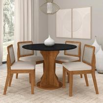 Mesa Redonda Andria 4 Cadeiras Sextavadas Freijó/pto/bouclé Off - M.a