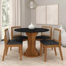 Mesa Redonda Andria 4 Cadeiras Sextavadas Freijó/pto/material sintético Pto - M.a