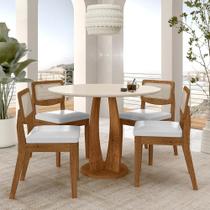 Mesa Redonda Camogli 4 Cadeiras Sextavadas Freijó/off/material sintético Bco - M.a