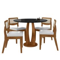 Mesa Redonda Camogli 4 Cadeiras Sextavadas Freijó/pto/material sintético Bco - M.a