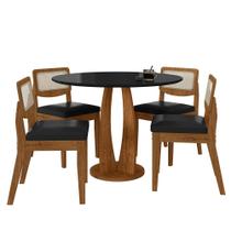 Mesa Redonda Camogli 4 Cadeiras Sextavadas Freijó/pto/material sintético Pto - M.a