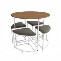 Mesa Redonda Com 4 Banquetas Kappesberg Li038 Canela branco