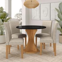 Mesa Redonda Com 4 Cadeiras Pérsia 0,9 Cin/pre/bege - Móveis Arapongas Mesa Redonda Com 4 Cadeiras Pérsia 0,9 Cin/pre/bege - Móveis Arapongas